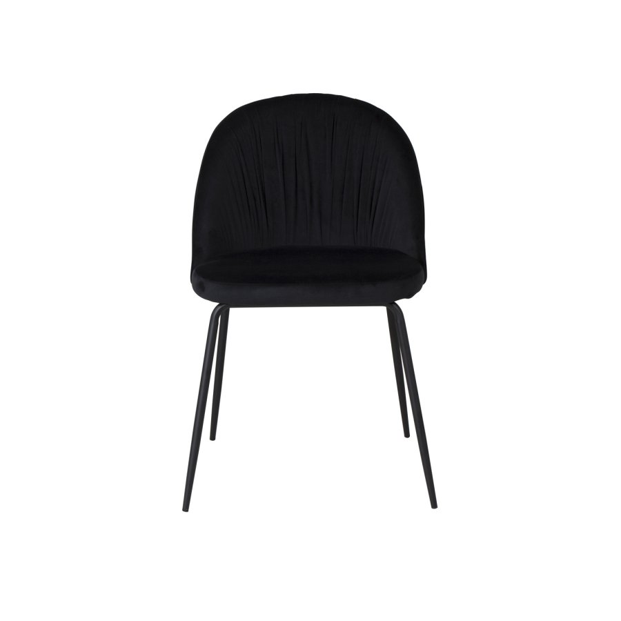 VENTURE DESIGN Wrinkles spisebordstol - sort velour og sort metall