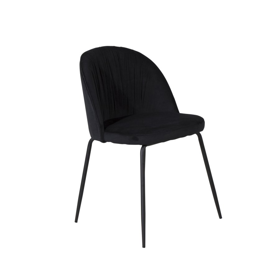 VENTURE DESIGN Wrinkles spisebordstol - sort velour og sort metall
