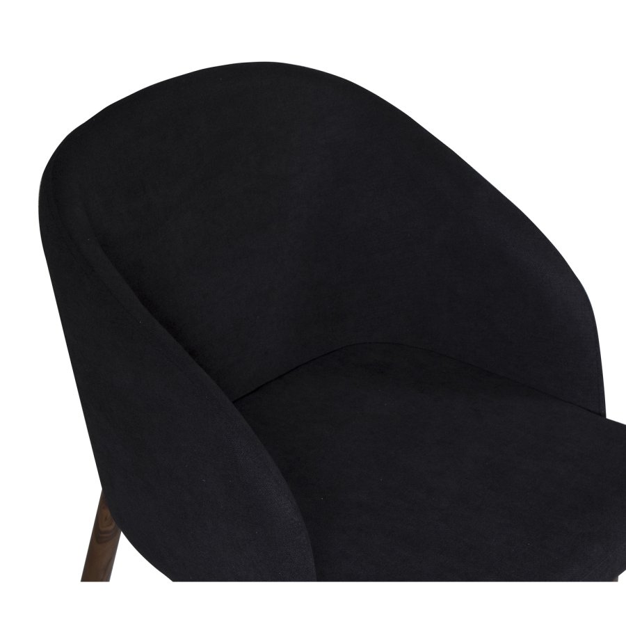 VENTURE DESIGN Arch Esszimmerstuhl, mit Armlehnen – schwarzes Polyester und Walnussfolienmetall