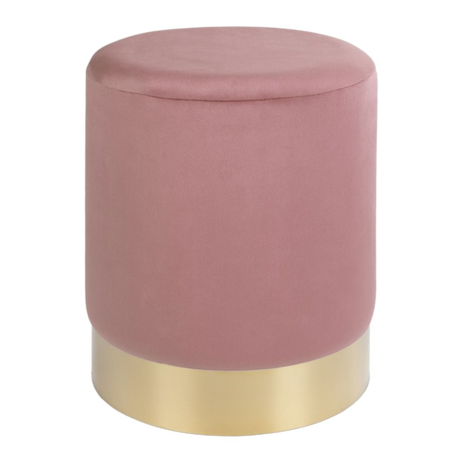 HOUSE NORDIC Gamby puff - rosa/messing velur/metall, rund (34)