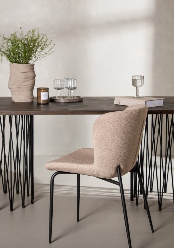 VENTURE DESIGN Stein spisebord, ovalt - mokkafiner og sort stl (220x100)