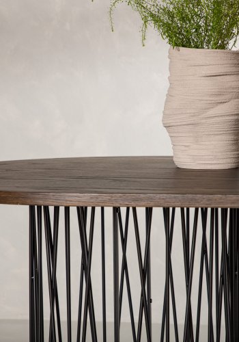 VENTURE DESIGN Stein spisebord, ovalt - mokkafiner og sort stl (220x100)