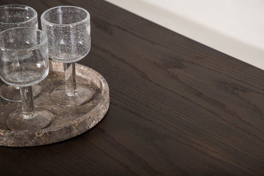 VENTURE DESIGN Stein spisebord, ovalt - mokkafiner og sort stl (220x100)