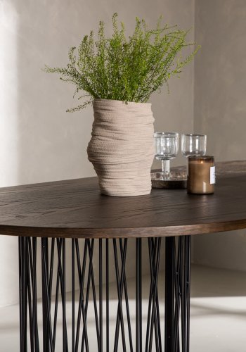 VENTURE DESIGN Stein spisebord, ovalt - mokkafiner og sort stl (220x100)