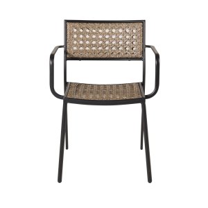 VENTURE DESIGN Paola havestol, m. armln og sort hynde - natur polyrattan og sort stl