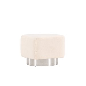 VENTURE DESIGN Newton puf, kvadratisk - offwhite polyester bamsestof og slv stl (45x45)