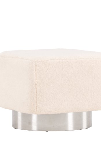 VENTURE DESIGN Newton puf, kvadratisk - offwhite polyester bamsestof og slv stl (45x45)