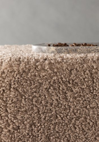 VENTURE DESIGN Newton puff, firkantet - brunt polyester teddystoff og slvstl (45x45)