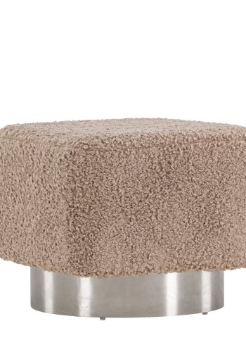 VENTURE DESIGN Newton puff, firkantet - brunt polyester teddystoff og slvstl (45x45)