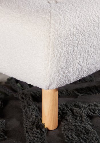 VENTURE DESIGN Salina-puff, firkantet - hvit teddystoff polyester og naturlig gummitre (60x60)