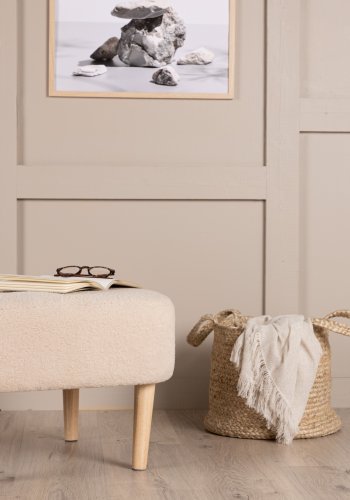 VENTURE DESIGN Salina-puff, firkantet - hvit fleecepolyester og naturlig gummitre (59x59)