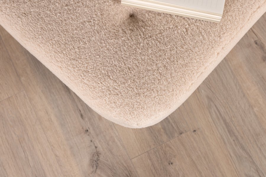 VENTURE DESIGN Salina-puff, firkantet - hvit fleecepolyester og naturlig gummitre (59x59)