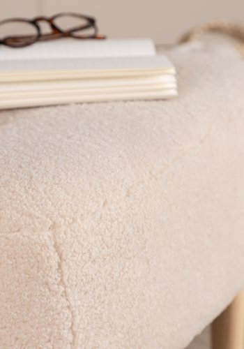 VENTURE DESIGN Salina-puff, firkantet - hvit fleecepolyester og naturlig gummitre (59x59)