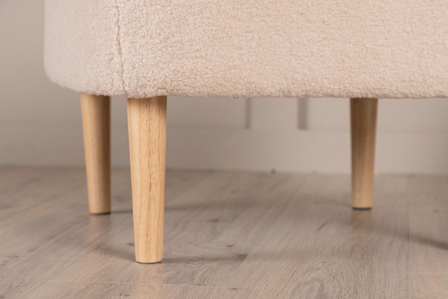 VENTURE DESIGN Salina-puff, firkantet - hvit fleecepolyester og naturlig gummitre (59x59)