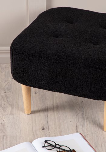 VENTURE DESIGN Salina-puff, firkantet - svart fleecepolyester og naturlig gummitre (59x59)