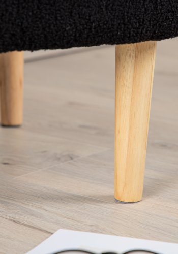 VENTURE DESIGN Salina-puff, firkantet - svart fleecepolyester og naturlig gummitre (59x59)