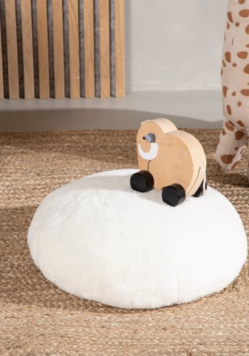 VENTURE DESIGN Ruston barnepuff, rund - hvit lammeull (40)