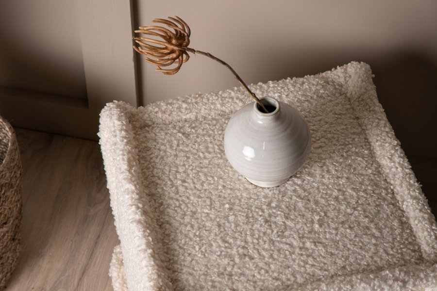 VENTURE DESIGN Castine puff, firkantet - hvit bouclé (40x40)