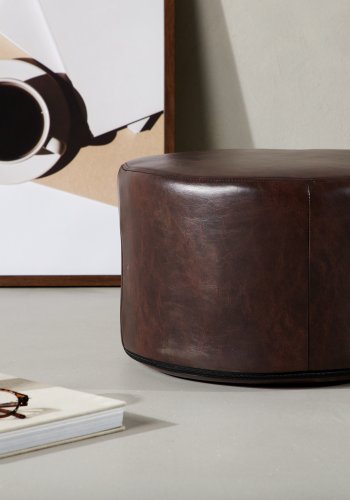 VENTURE DESIGN Eastport puff, rund - mrkebrun PU (41)