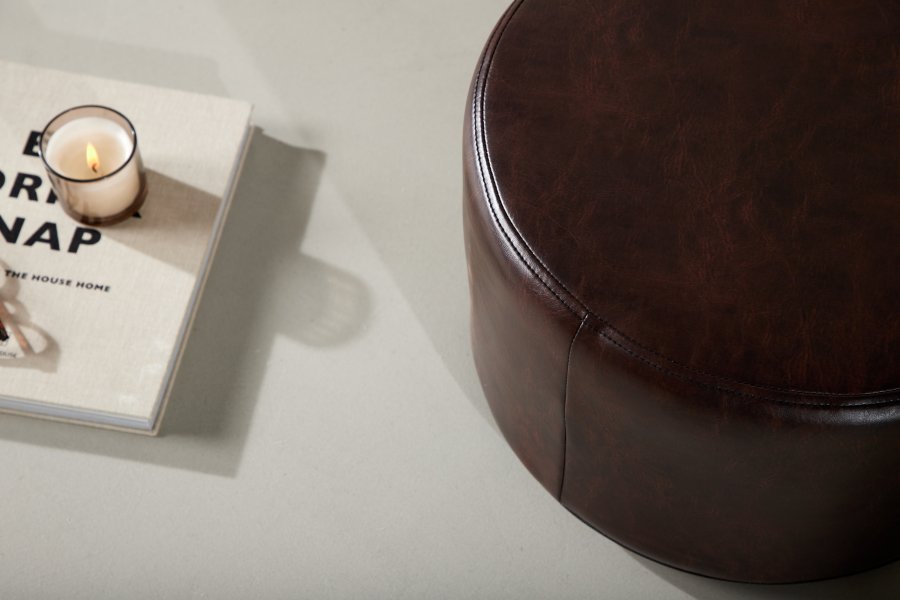 VENTURE DESIGN Eastport puff, rund - mrkebrun PU (41)