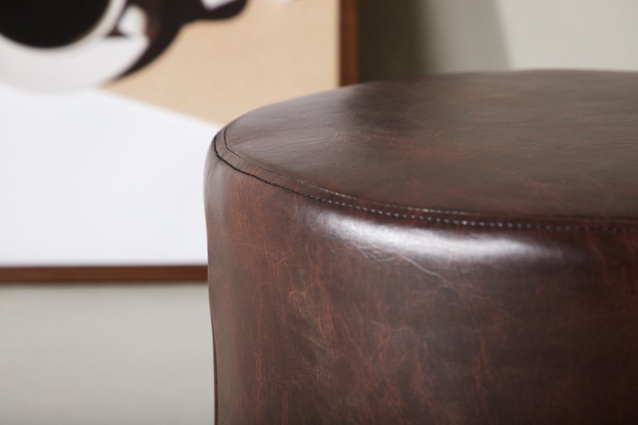 VENTURE DESIGN Eastport puff, rund - mrkebrun PU (41)