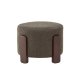 VENTURE DESIGN Kaffepuff, rund - mrkegr bouclé polyester og mrkebrunt gummitre (52,5)