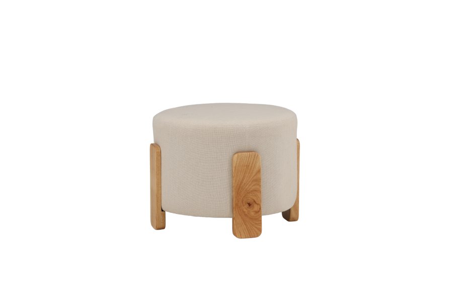 VENTURE DESIGN Kaffepuff, rund - hvit lin/polyester og naturgummitre (52,5)