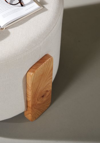 VENTURE DESIGN Kaffepuff, rund - hvit lin/polyester og naturgummitre (52,5)
