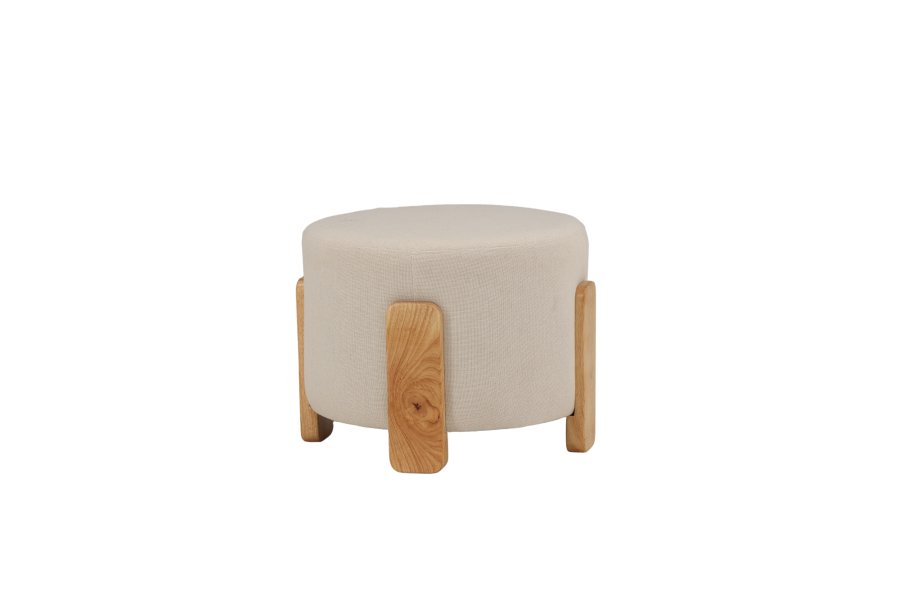 VENTURE DESIGN Kaffepuff, rund - hvit lin/polyester og naturgummitre (52,5)