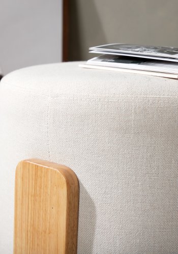 VENTURE DESIGN Kaffepuff, rund - hvit lin/polyester og naturgummitre (52,5)