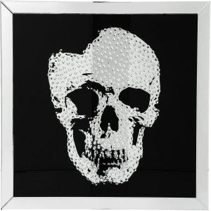 KARE DESIGN Affisch, Mirror Skull - Svart Silver, med Ram (100 x 100 cm)