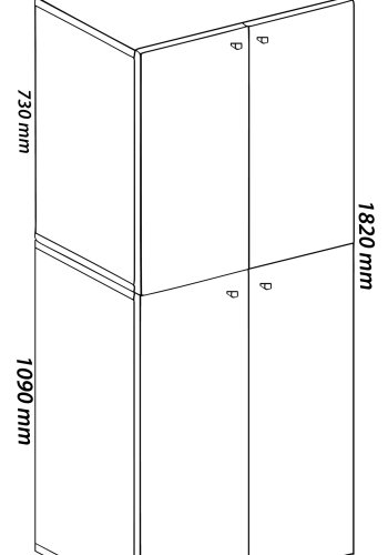 Lona skap, m. 4 drer og 4 hyller - hvitt tre