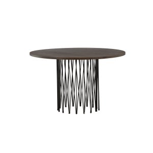 VENTURE DESIGN Stenmatbord, runt - mockafaner och svart stl (120)