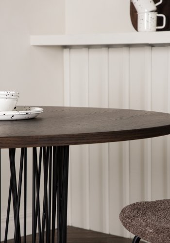 VENTURE DESIGN Stein spisebord, rundt - mokkafiner og sort stl (120)