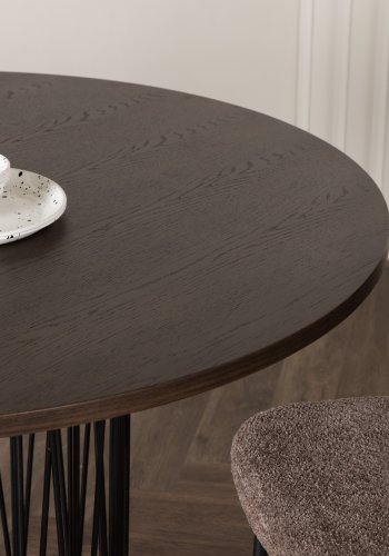VENTURE DESIGN Stein spisebord, rundt - mokkafiner og sort stl (120)