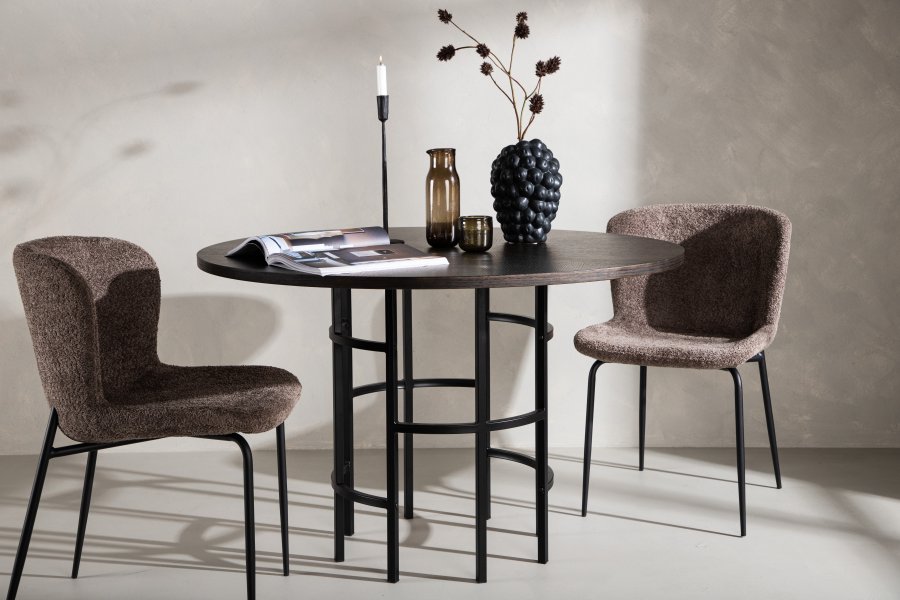 VENTURE DESIGN Copenhagen Esstisch, rund – Mokkafurnier (115)