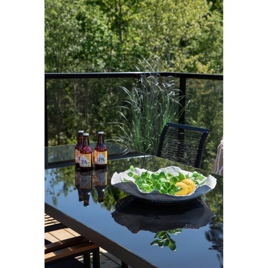 VENTURE DESIGN Dallas Gartentisch, rechteckig - Schwarzglas/Aluminium/Kunststoff (193x90)