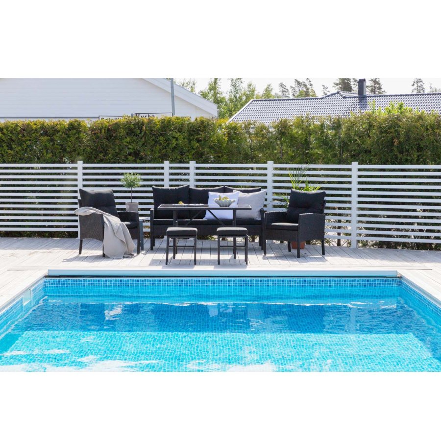 VENTURE DESIGN Knock sofasett - sorte puter og sort glass, polyrattan og stl