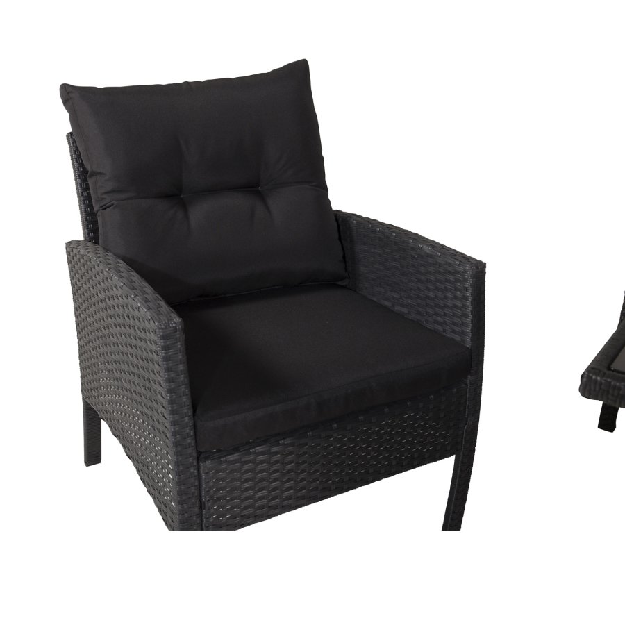 VENTURE DESIGN Knock sofasett - sorte puter og sort glass, polyrattan og stl