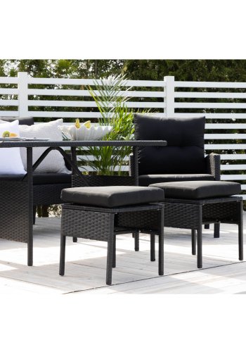 VENTURE DESIGN Knock sofasett - sorte puter og sort glass, polyrattan og stl