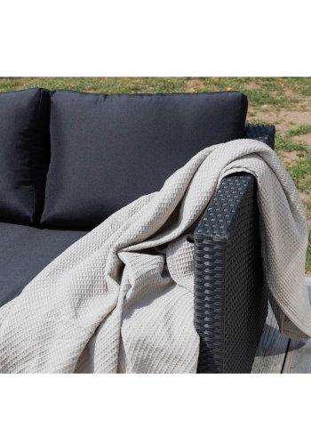 VENTURE DESIGN Kuba modulsofasett - svarte puter og svart glass, polyrattan og stl