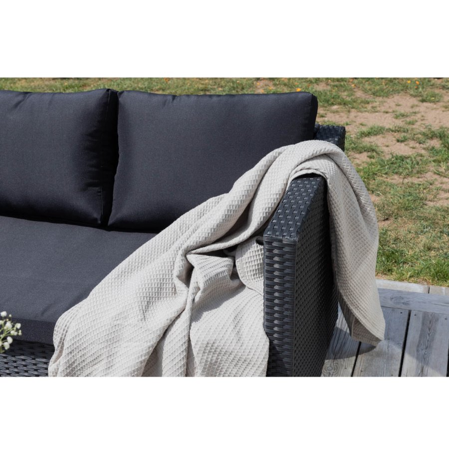 VENTURE DESIGN Kuba modulsofasett - svarte puter og svart glass, polyrattan og stl