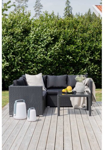 VENTURE DESIGN Kuba modulsofasett - svarte puter og svart glass, polyrattan og stl