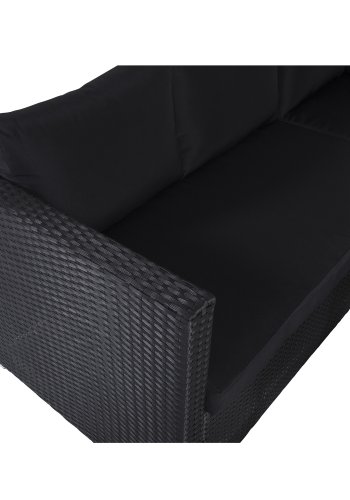 VENTURE DESIGN Kuba modulsofasett - svarte puter og svart glass, polyrattan og stl