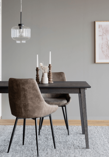 ROWICO Sierra spisebordsstol - brunt stof/sort metalstel 