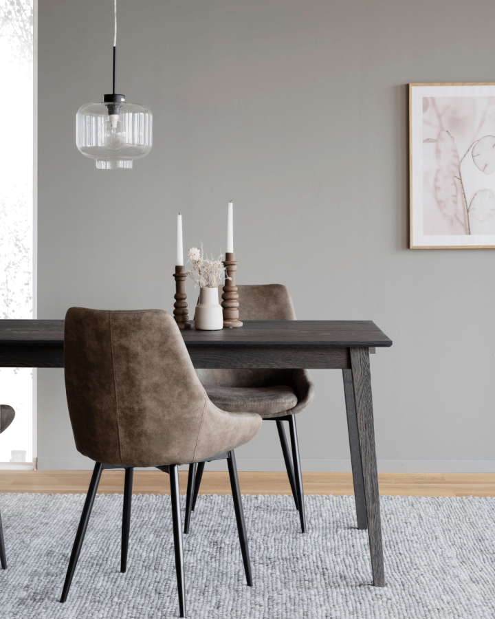 ROWICO Sierra spisebordsstol - brunt stof/sort metalstel 