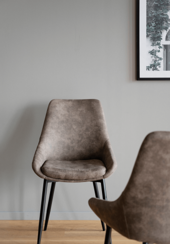 ROWICO Sierra spisebordsstol - brunt stof/sort metalstel 