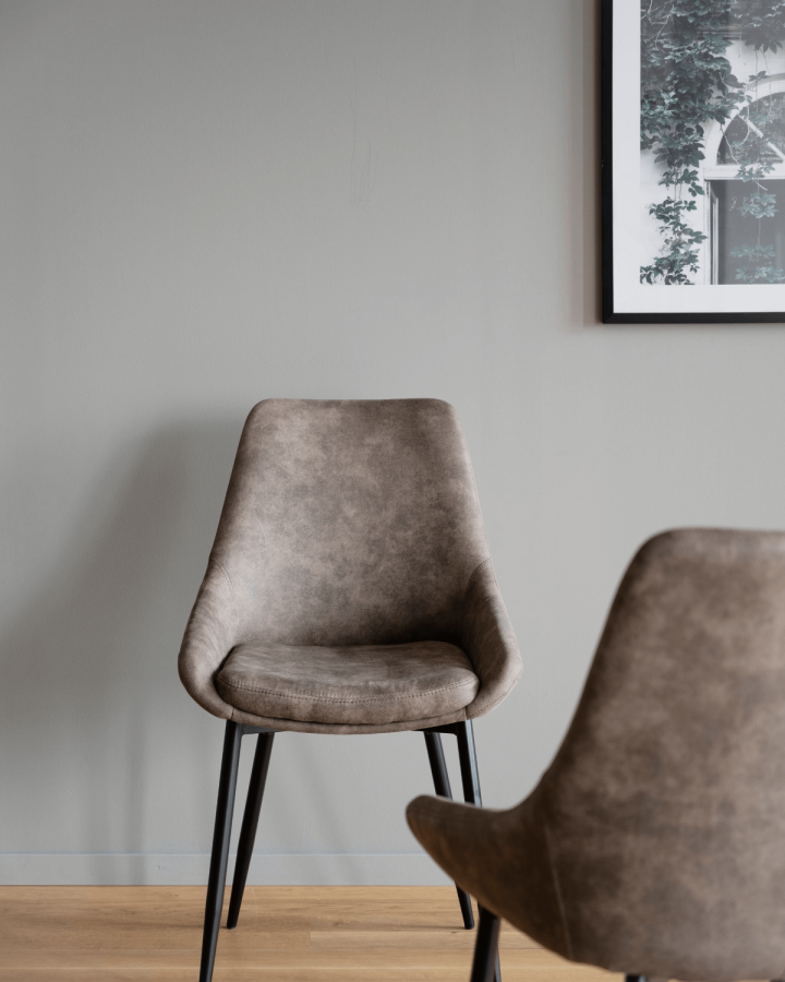 ROWICO Sierra spisebordsstol - brunt stof/sort metalstel 