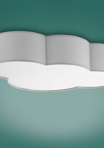 TK Sky barnelampe - hvitt stoff og hvit plast