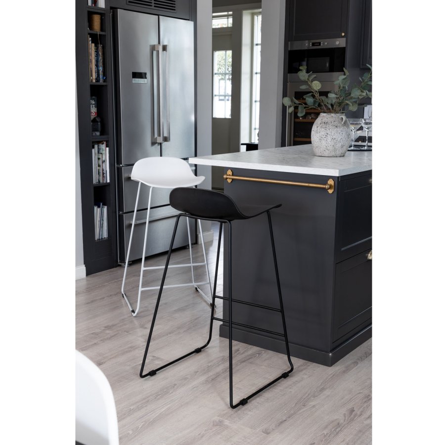 VENTURE DESIGN Wave barstol, med ryggsttte og fotsttte - gr plast og gr metall